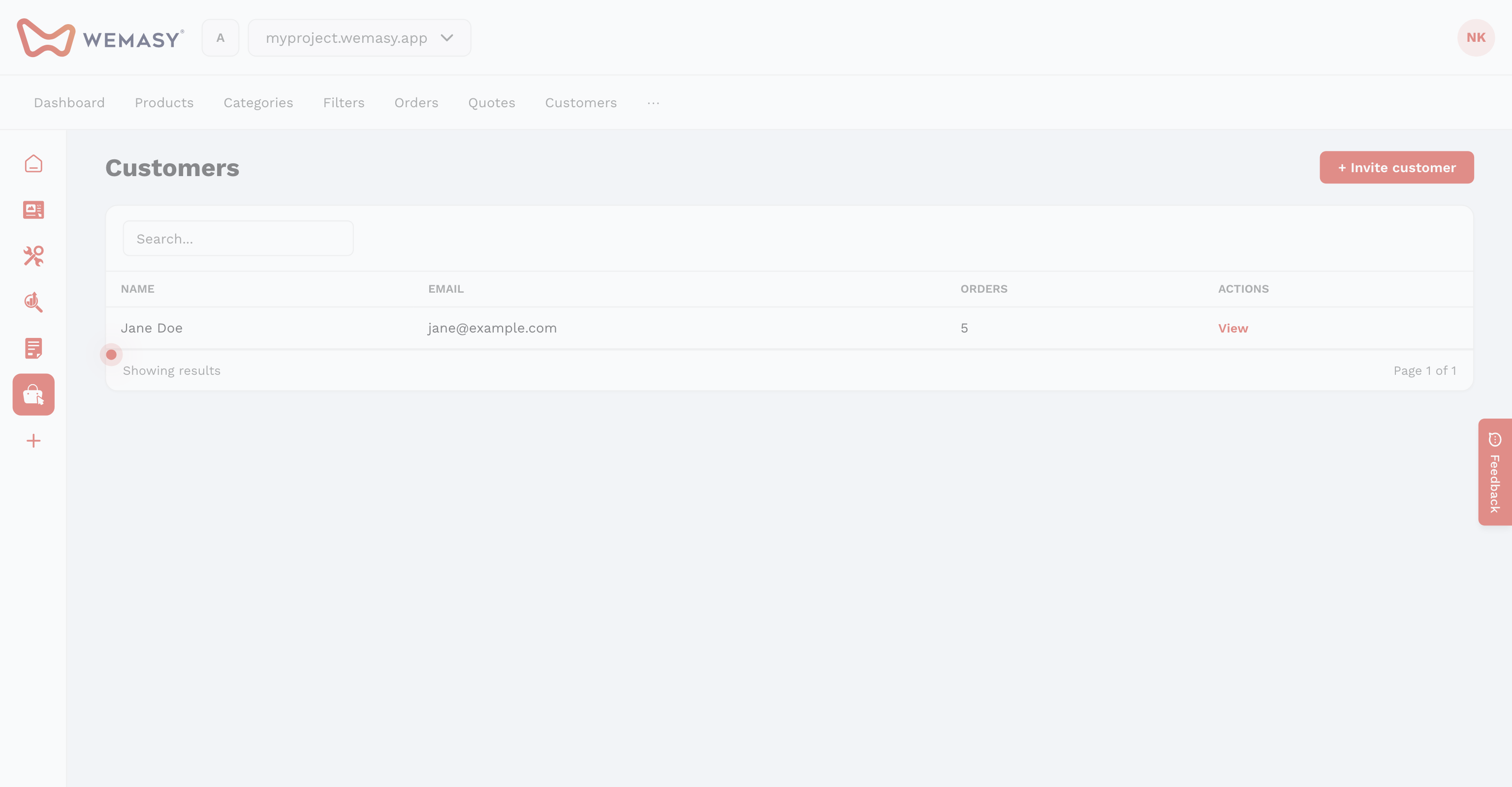 Boutique en ligne : liste des clients
