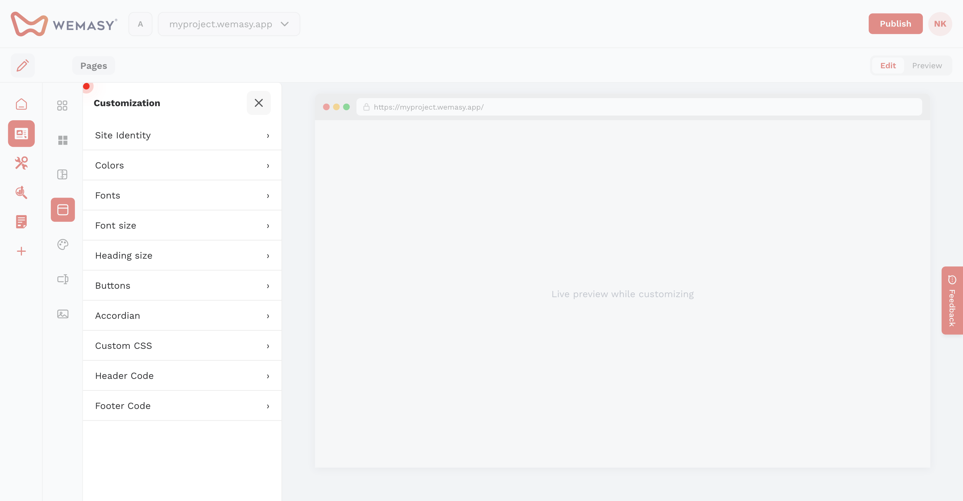 Créateur de site web : personnalisation