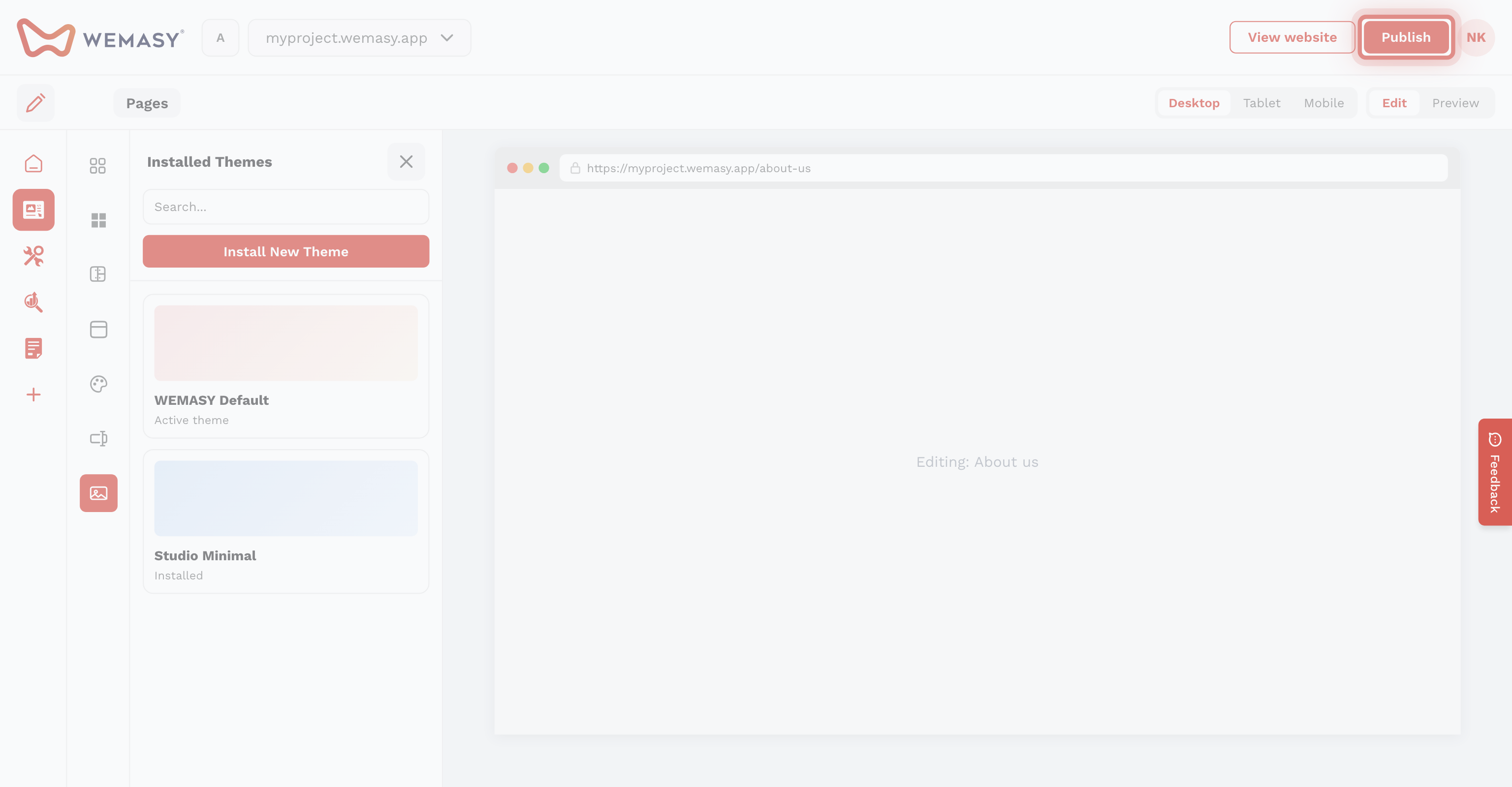 Créateur de site web : installer un thème