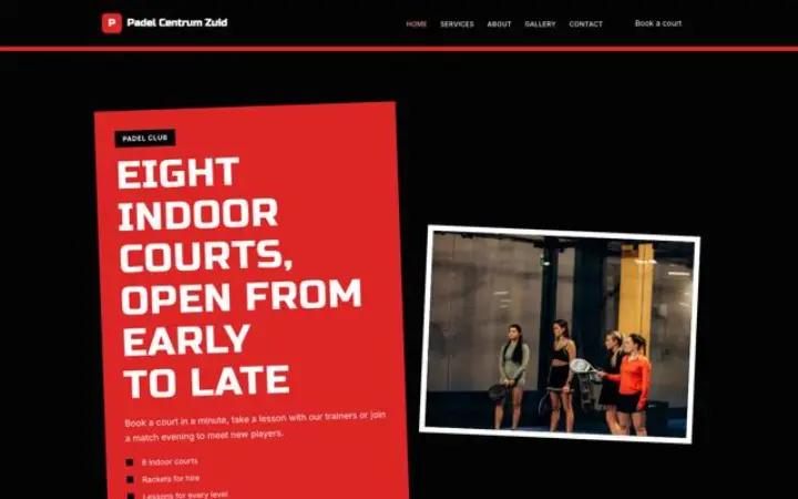 Site web pour club de padel