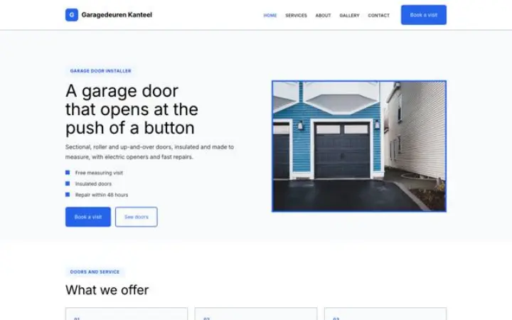 Site web pour installateur de portes de garage