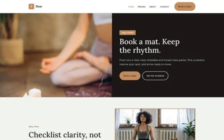 Site web pour studio de yoga