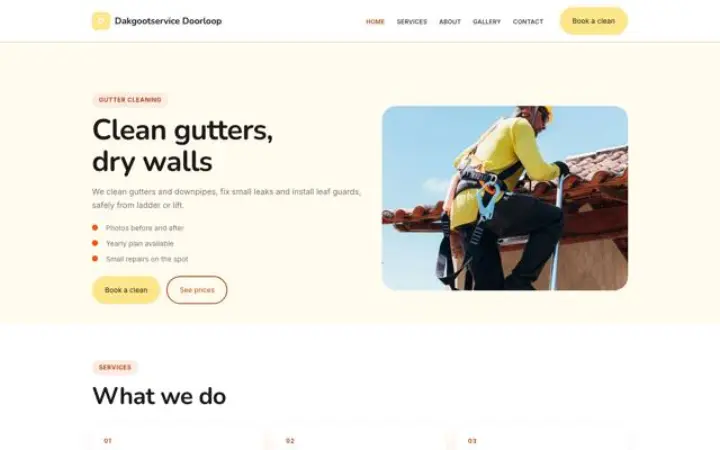 Site web pour nettoyage de gouttières