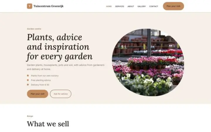 Site web pour jardinerie