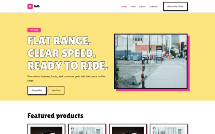 Exemple du thème Drift pour mobilité