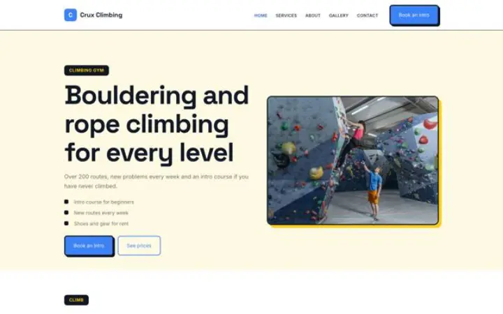 Site web pour salle d'escalade et de bloc