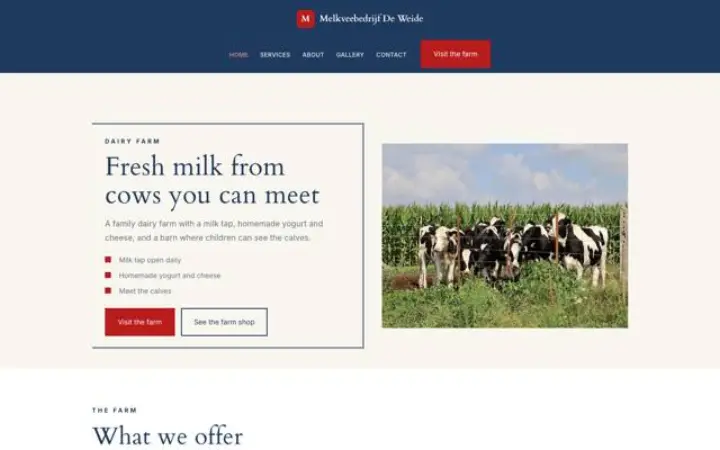 Exemple du thème Melkveebedrijf De Weide pour ferme laitière