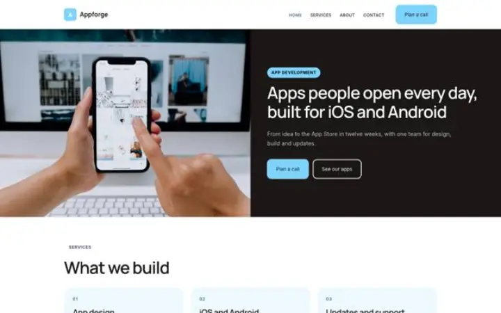 Exemple du thème Appforge pour développement d'apps