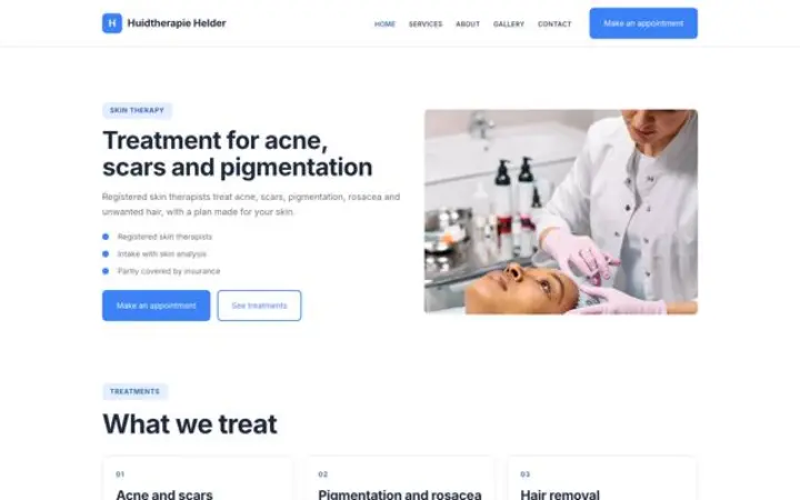 Site web pour thérapie de la peau