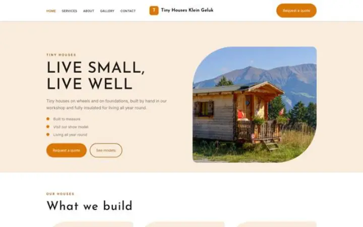 Thème Tiny Houses Klein Geluk