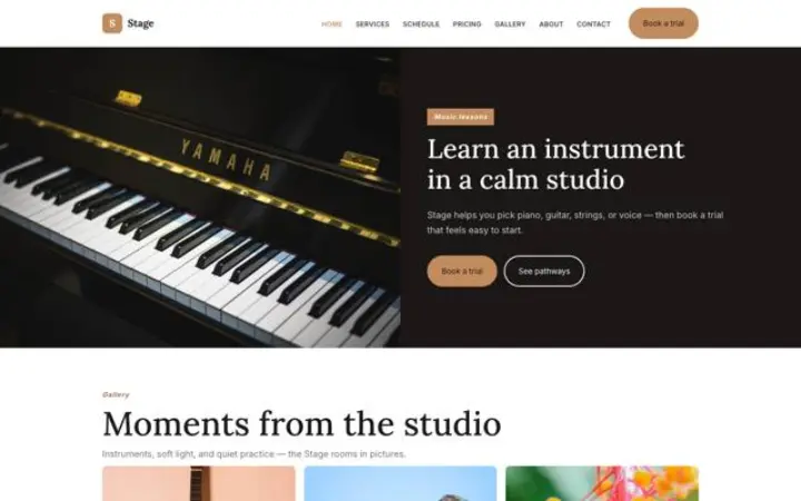 Site web pour cours de musique