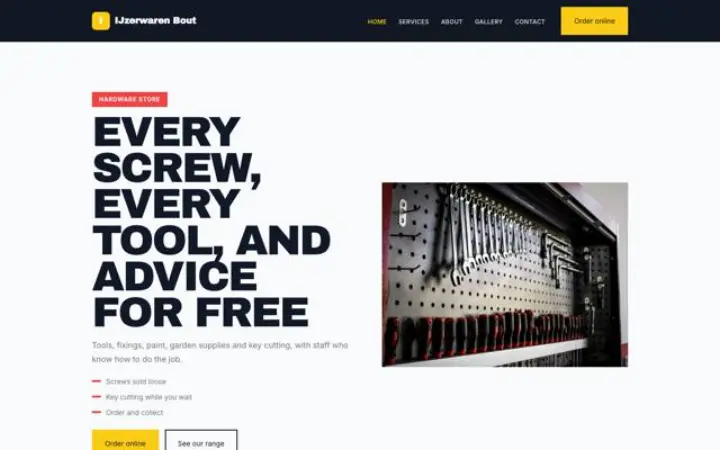 Site web pour quincaillerie