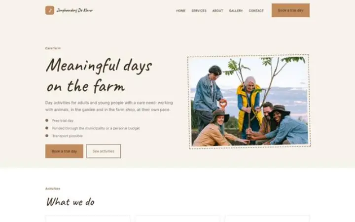 Site web pour ferme d'accueil