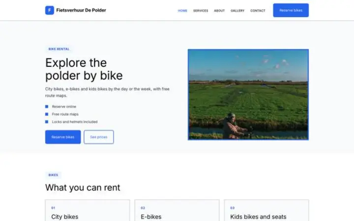 Site web pour location de vélos