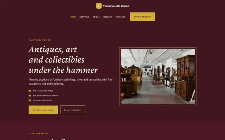 Site web pour maison de ventes aux enchères