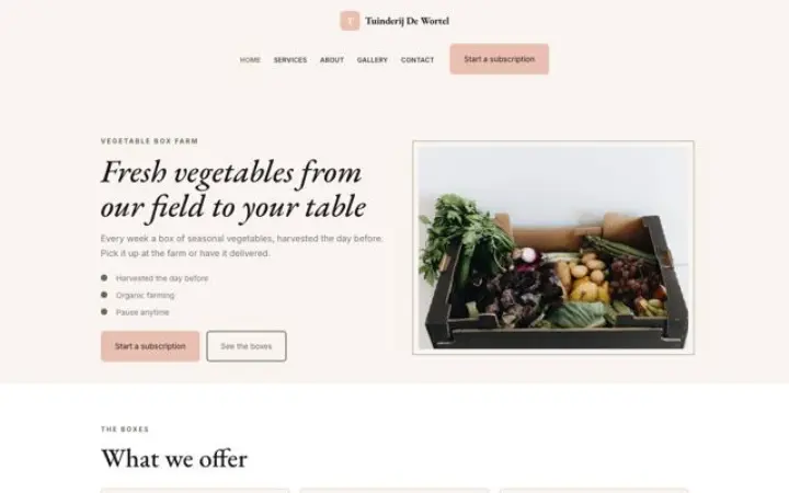 Site web pour paniers de légumes