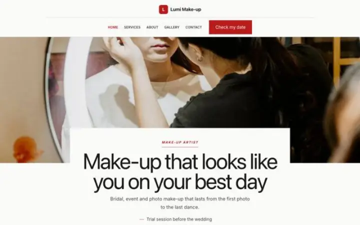 Site web pour maquillage professionnel