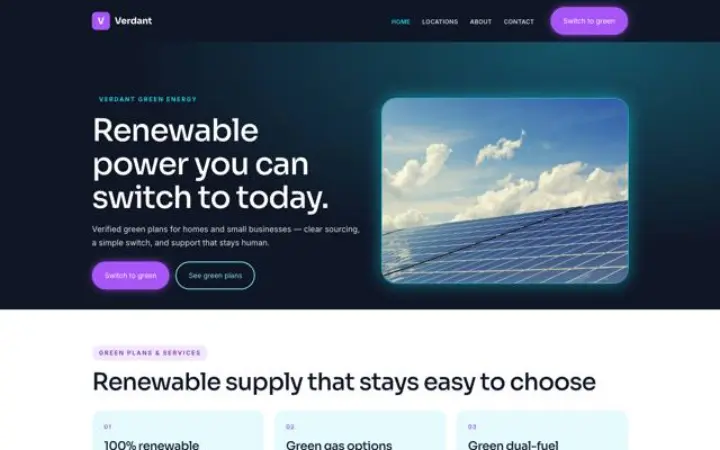Site web pour énergie verte