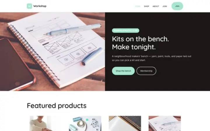 Exemple du thème Workshop pour loisirs créatifs