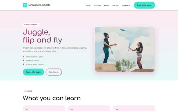Site web pour école de cirque