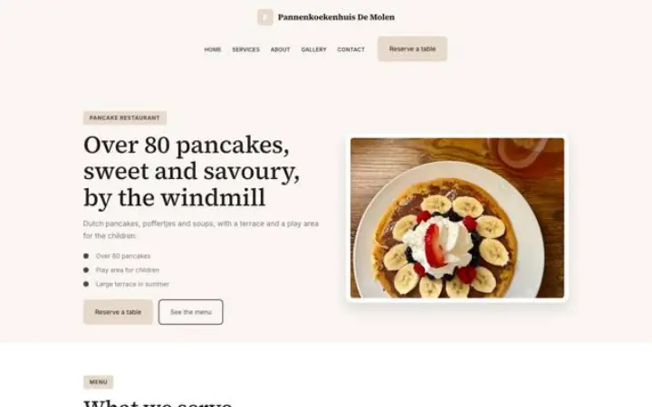 Site web pour crêperie hollandaise