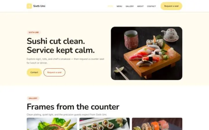 Exemple du thème Sixth Umi pour sushi