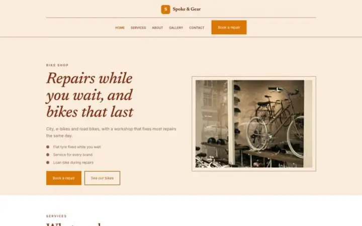 Site web pour magasin de vélos