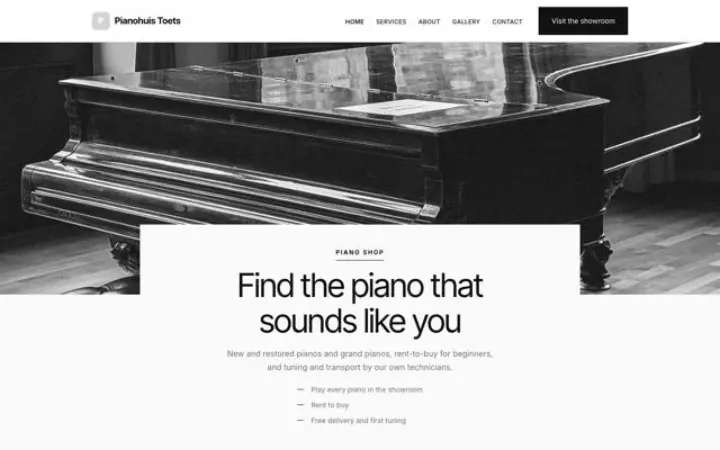Site web pour magasin de pianos