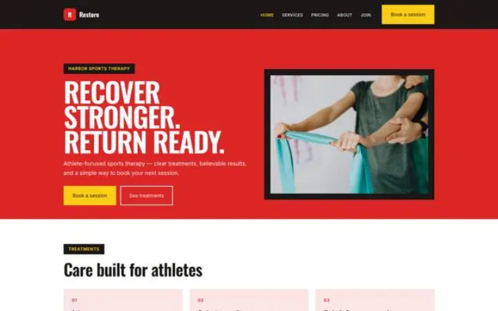 Site web pour soins du sport