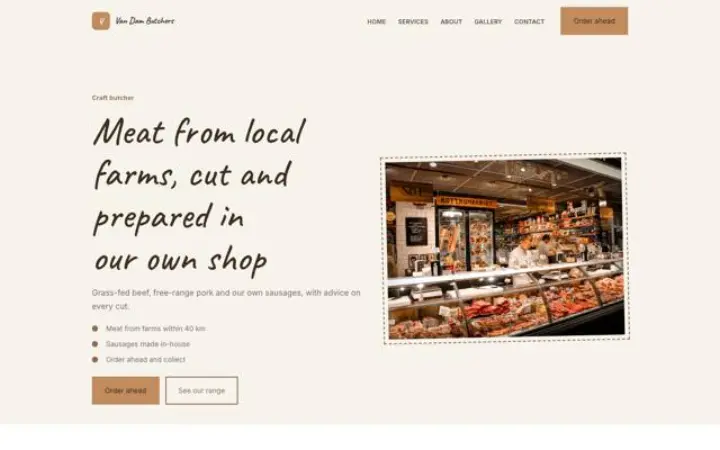 Exemple du thème Van Dam Butchers pour boucherie