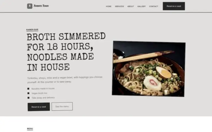 Exemple du thème Ramen Kaze pour bar à ramen