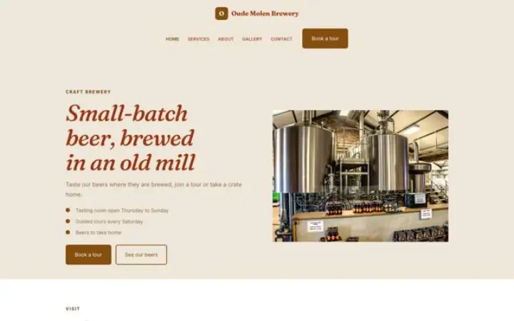 Exemple du thème Oude Molen Brewery pour brasserie artisanale