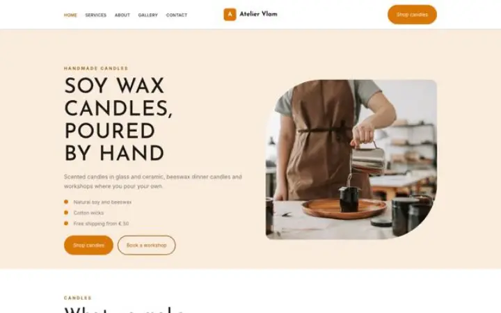 Site web pour bougies artisanales