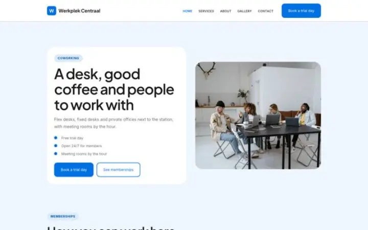 Site web pour espace de coworking