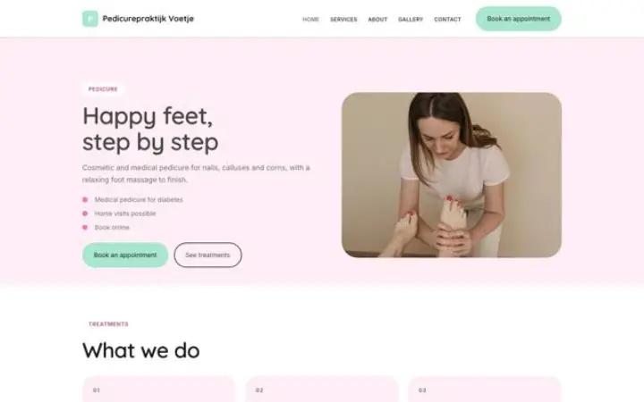 Site web pour pédicure