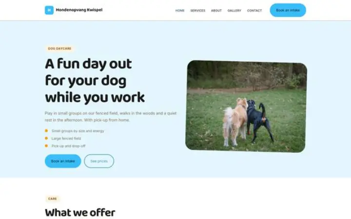 Site web pour garderie pour chiens