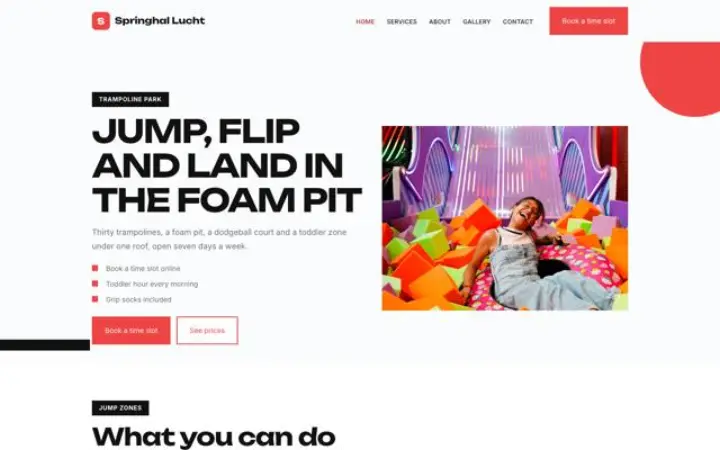 Site web pour trampoline park