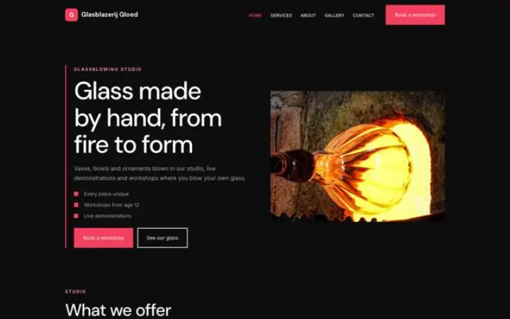 Site web pour verre soufflé