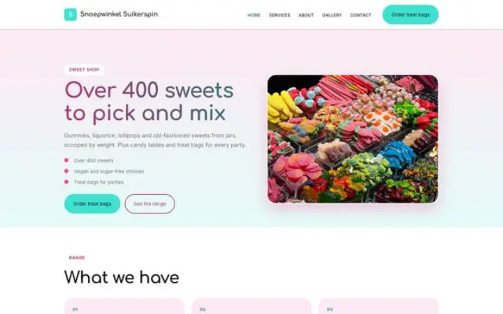 Exemple du thème Snoepwinkel Suikerspin pour confiserie