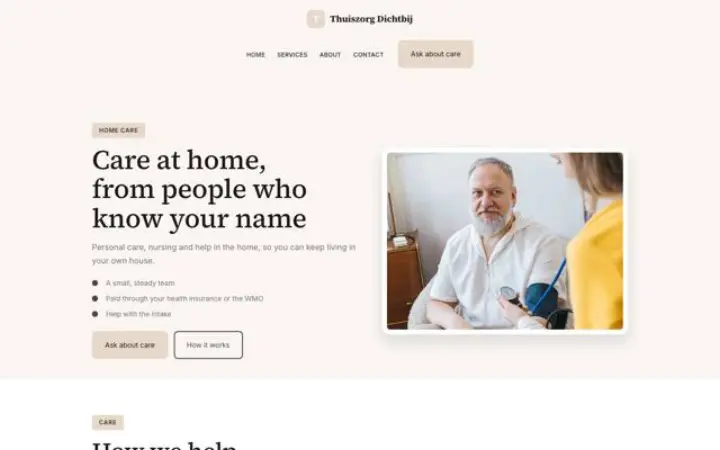 Site web pour soins à domicile