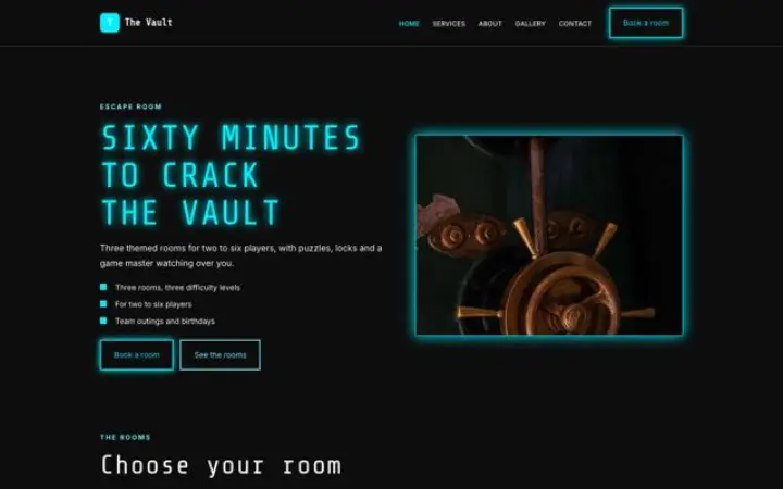 Exemple du thème The Vault pour escape game