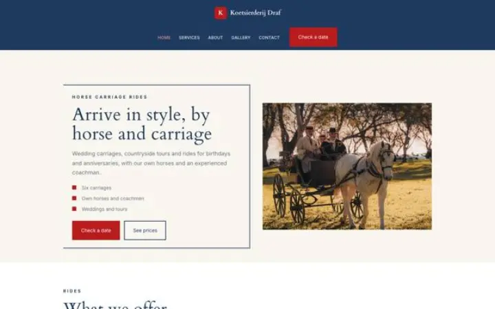 Site web pour promenades en calèche