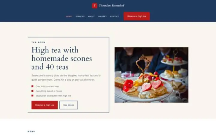 Site web pour salon de thé