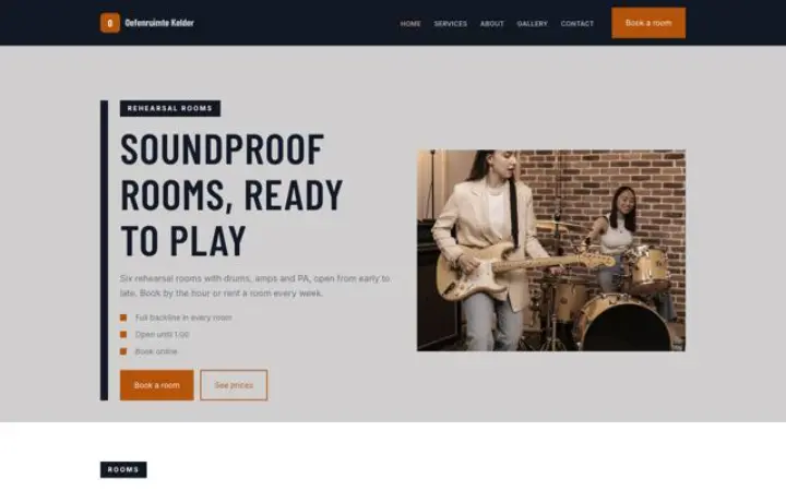 Site web pour studio de répétition