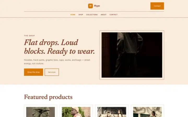 Site web pour streetwear