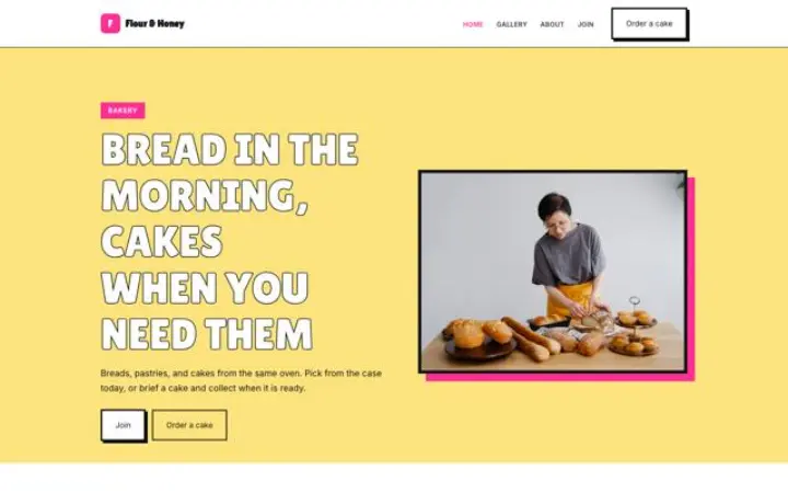 Exemple du thème Flour & Honey pour boulangerie