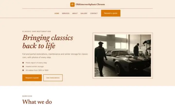 Site web pour restauration de voitures anciennes