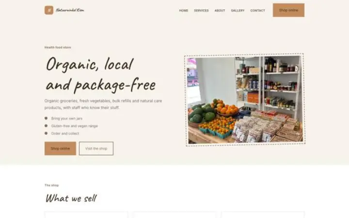 Site web pour magasin bio