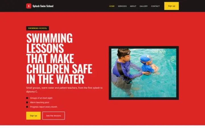 Site web pour école de natation