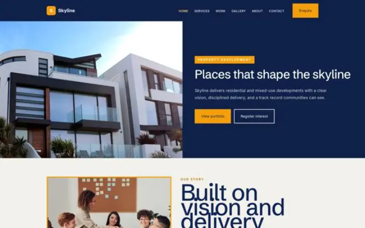 Exemple du thème Skyline pour promoteur immobilier
